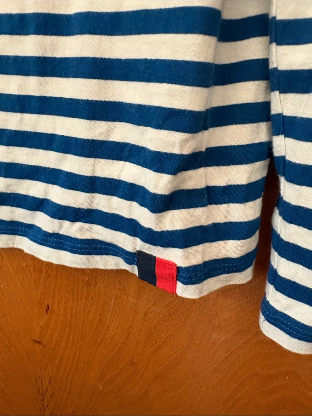 KULE Blue and White Striped Long-Sleeve Crew Tee M